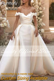 Detachable 2 In 1 Wedding Dress Embroidered Lace On Net With Train V-neck Sleeveless Vintage Bride Gowns Vestido De Novia