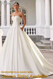 And Gorgeous Bride Gowns Ivory Women's Sweet Satin Pleated A-Line Sleeveless Princess Wedding Dresses Formal Prom Party