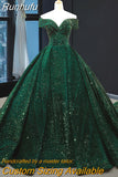 New Performance Quinceanera Dresses Off The Shoulder Green Dream Dress Prom Dress Big Train Bling Ball Gown Dresses