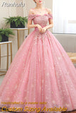Off The Shoulder Quinceanera Dresses Shining Beading Ball Gown Prom Dress Plus Size Pink Quinceanera Dresses
