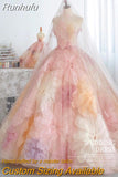 Spring New Simple Stamped Wedding Dress Strapless Colorful Flower Bridal Dress Sweep Tail Party Prom Dress Vestido De Noiva
