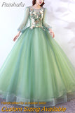 Quinceanera Dress Party Prom Formal Dress Full Sleeve Ball Gown Sweet Floral Print Quinceanera Dresses Vestido 15 Anos