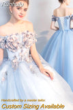 Dresses 2023 New The Party Prom Short Sleeve Off The Shoulder Ball Gown Sweet Floral Print Vestidos Debutantes 2