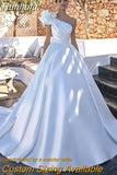 Women's Sexy Off Shoulder Princess Wedding Dresses A-Line Tulle Pleated Sleeveless Bridal Gowns Robe Formal Prom Party