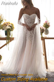 Bohemian Wedding Dress Off the Shoulder Beaded with Pearls Appliques Wedding Gown Boho Bridal Dress vestido de noiva