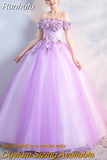 Dresses 2023 New The Party Prom Short Sleeve Off The Shoulder Ball Gown Sweet Floral Print Vestidos Debutantes 2
