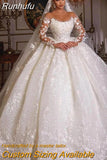 Lace Women's Wedding Dresses Long Sleeve Sparkling Princess Bridal Gowns A-Line Decal Formal Beach Party 2023 Robe Mariée