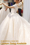 New Off The Shoulder Wedding Dress Sweep Train Ball Gown Wedding Gown Vestido De Noiva Luxury Prinecess Bride Dress