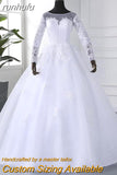 Novias Long Sleeve White Wedding Dress For Women 2023 New Vintage Ball Bridal Gown Vestido De Mariage Plus Size Real Photo