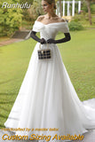 Sale Sweetheart Tulle Wedding Dresses Off the Shoulder With Bow Open Back Bridal Gown Vestido De Novia