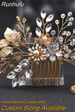 HP67 Golden Color Woman Comb Floral Bridal Headwear Wedding Hairpin Party Brides Hair Clips Headdresses Bridesmaid Gift