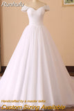 NICEB Lace Off Shoulder Wedding Dresses Beads Ball Gown Robe De Mariee Sweetheart Tulle Bride Women Civil Vestido Noiva