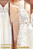 Spaghetti Straps Boho Wedding Dress 2023 Lace Applqiues V Neck Bridal Gowns Tulle A Line abito da sposa