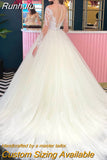Luxury Elegant Ladies Sexy V Neck Lace Applique 2023 Back Button Wedding Dress Sleeveless Bridal Beach Wedding Party