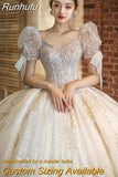 Wedding Dress 2023 New Short Sleeve Embroidered Tulle Ball Gown Wedding Gowns Shinny Princess