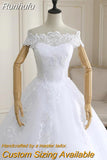 New Arrival Wedding Dress Sleeveless Organza Court Train Lace Up Ball Gown Off The Shoulder Princess Wedding Gown