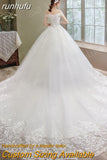 Off the Shoulder Luxury Lace Egde Embroidery 2023 Wedding Dresses Long Train V Neck Elegant Plus size Vestido De Noiva Bride