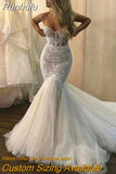 Wedding Mermaid Off Shoulder Sleeveless Ladies Boho Fish Elegant Princess Party Bridal Dress with Fluffy Tulle 2023 Vestido