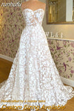 Full Lace Floral Sweetheart Neckline Princess Beach Wedding Dress 2023 Robe Chic Bridal Gown Women Custom Made