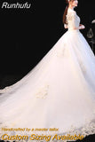 Dress 2023 The Elegant Boat Neck Sweep Train Princess Wedding Gowns Champagne Lace Plus Size Wedding Dresses F