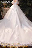 Wedding Dress 2023 New Bridal Wedding Gown With Long Train Lace Embroidery Ball Gown Princess Luxury Plus Size
