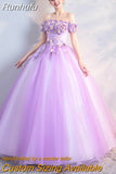 Dresses 2023 New The Party Prom Short Sleeve Off The Shoulder Ball Gown Sweet Floral Print Vestidos Debutantes 2