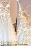 Unlined Bodice FLowy A Line Tulle Wedding Dress With V Neck Bridal Gown Beach Bridal Gown trouwjurk Robe de mariee