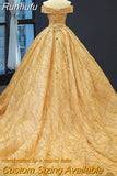Colorful Lace Wedding Dress Party Prom Dress Shinny Beading Off The Shoulder Ball Gown Wedding Gowns