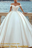 Sexy Off Shoulder Bridal Dresses Satin Lvory A-Line Pleated Simple Princess Wedding Gowns Vestidos De Novia Formal Party