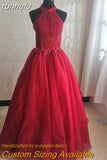 Fashion Wine Red Blue Red Red Halter Quinceanera Dress Sleeveless Ruched Lace Vestidos De 15 Debutante Gown Bohemia Princess