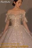 Off The Shoulder Wedding Dress Big Butterfly 2023 New Bride Dress Beading Shiny Big Ball Gown Long Train Vestido De Noiva