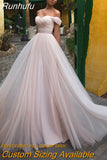 Tulle Wedding Dresses with Sleeves Off Shoulder Sweetheart Lace Up Floor Length Wedding Bridal Gowns Vestido de noiva