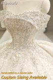 New Off The Shoulder Wedding Dress Lace Up Luxury Bridal Ball Gown Vestido De Noiva Sweep Large Train Plus Size Made Custom