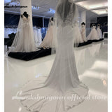 Lace Soft Satin Mermaid Wedding Dress Sexy Bridal Gowns Side Split Pluning V Neck 2023 Vestido De Noiva