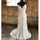 Lace Mermaid Wedding Dresses 2023 Sleeveless Spaghetti Straps Wedding Bridal Gowns Vestidos De Novia Custom Made