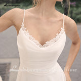 Chiffon Beach Wedding Dress 2023 Spaghetti Straps Special Occasion Backless White Long Bridal Gowns New Mariage