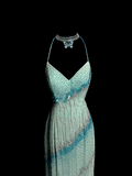Vintage Mermaid Spaghetti Straps Backless Beads Long Evening Party Gowns Evening Formal Dresses Prom Dress HZ1214
