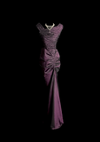 Vintage Mermaid Grape Taffeta Long Prom Dress Party Dress Graduation Dresses HZ1214