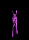 Vintage Mermaid Halter Satin Grape Satin Pleated Long Prom Dress Party Dress Graduation Dresses HZ1214