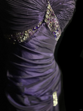 Vintage Mermaid Spaghetti Straps Taffeta Grape Pleated Long Prom Dress Party Dress Graduation Dresses HZ1214