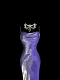 Vintage Mermaid Spaghetti Straps Grape Satin Long Prom Dress Party Dress Graduation Dresses HZ1214