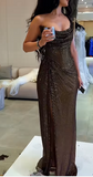 Gorgeous Mermaid One Shoulder Black Sequin Party Prom Dresses Formal Summer Wedding Guest Dresses Wedding Guest Outfits HZ1214