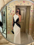 Gorgeous Sheath Halter White Long Party Prom Dresses Formal Summer Wedding Guest Dresses Wedding Guest Outfits HZ1214