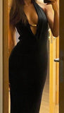 Gorgeous Sheath Halter Black Long Party Prom Dresses Formal Summer Wedding Guest Dresses Wedding Guest Outfits HZ1214