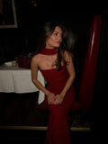 Pretty Sheath Strapless Burgundy Night Dinner Evening Dresses Formal Summer Wedding Guest Dresses With Scarf Wedding Guest Outfits HZ1214