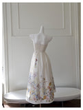 Elegant A line Spaghetti Straps Floral White Prom Dresses Formal Summer Wedding Guest Dresses Wedding Guest Outfit HZ1214