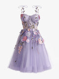 A-Line Sweetheart Neckline Lavender Applique Mini Short Prom Dress Homecoming Dress HZ1108