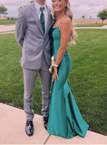 Cute Mermaid Scoop Neck Pink Satin Long Prom Dress HZ1108