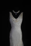 V-neck Chiffon Beaded Long Prom Dress Simple Mermaid Wedding Dress HZ1108