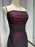 Sheath Spaghetti Straps Tulle Long Prom Dress with Silt HZ1108